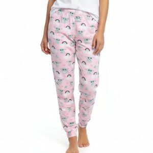 STAR WARS Baby Yoda Rainbow Clouds Pink PJ Pants Size Small